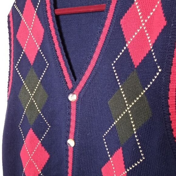 Vintage Woods & Gray Button-Down Argyle Sweater Vest Navy Green. XL 100%… - Picture 2 of 5